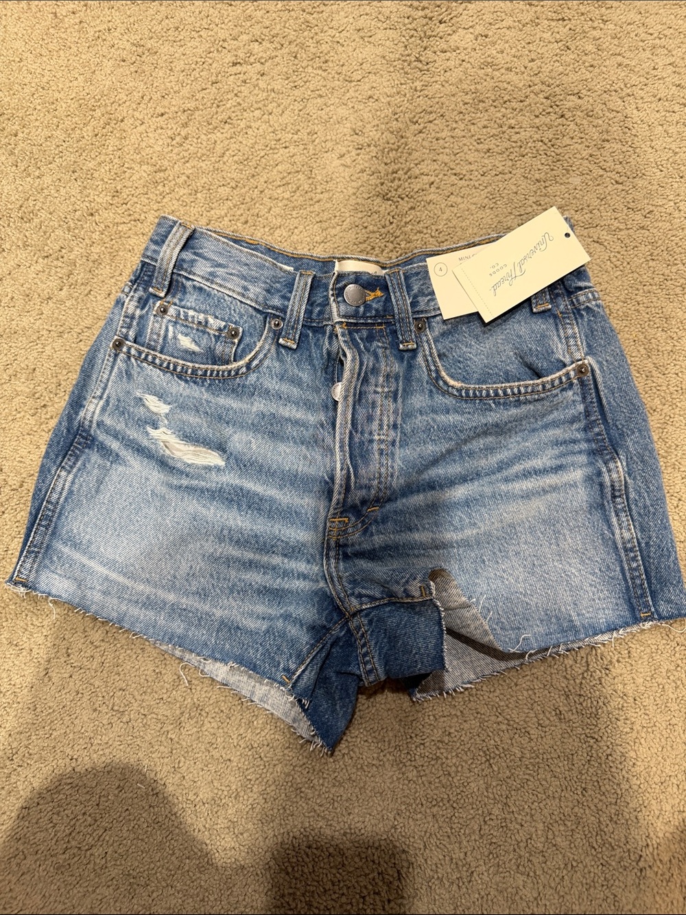 Universal Thread Light Blue High-Rise Distressed Denim Shorts - Picture 4 of 7